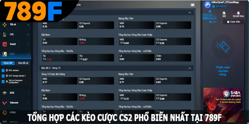 Tổng hợp các kèo CS2 phổ biến nhất tại 789F